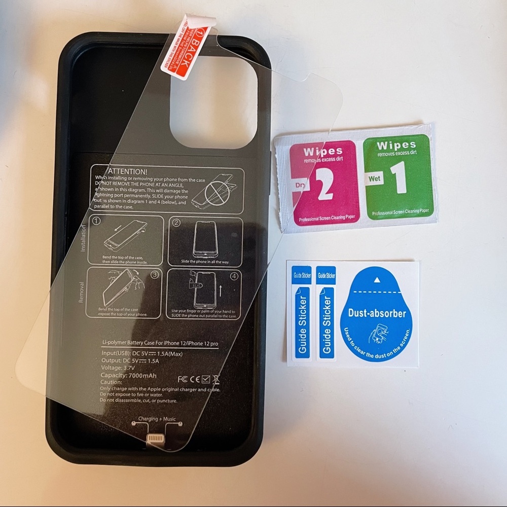 iPhone 12/ 12 Pro 7000mAh Charging Case w/ Screen Protector